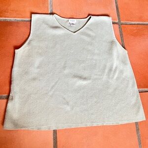 EUC Eileen Fisher Knit Cotton V-Neck Sweater Tank Pale Sage Green Large